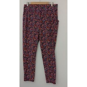 Denim & Co. Active Pants Size L Duo Stretch Side Pocket High Rise Ankle Floral
